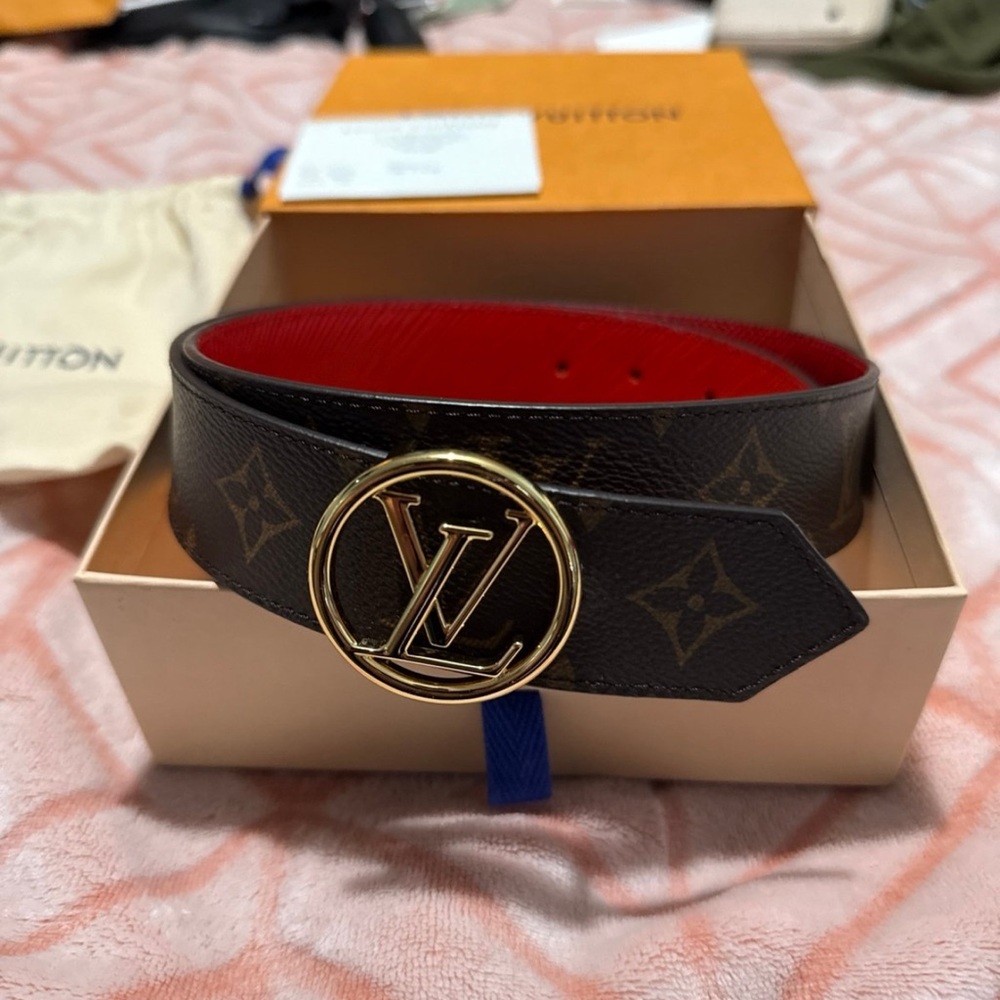 Louis Vuitton Gold and Black Monogram Belt